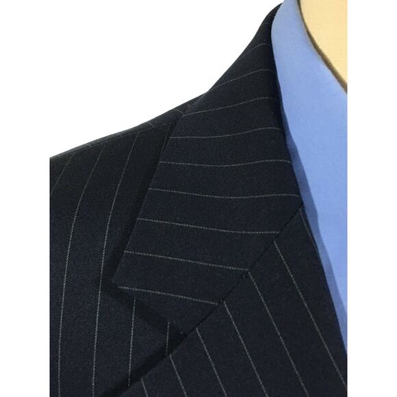 Brooks Brothers 1818 Madison Blue Striped Wool 2 Buttons Suit Jacket Mens 40R - Picture 3 of 9